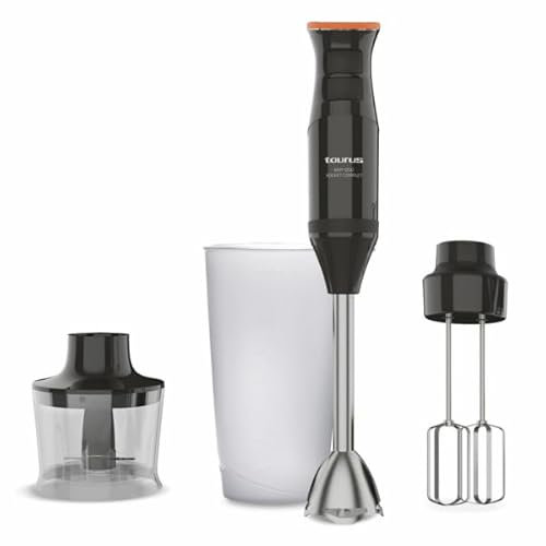 Taurus BAPI 1200 Rocket - Batidora de mano 1200W | Regulador de 20 velocidades ajustable | Función Turbo | Cuchillas de acero inoxidable | Doble batidor | Diseño ergonómico | Vaso medidor 500 ml