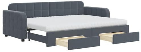 vidaXL Tagesbett Ausziehbar mit Schubladen Dunkelgrau 80x200 cm Samt