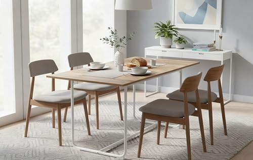 B&D home Esstisch Pius, ausziehbar 120-160 x 80 cm, 4-6 Personen Küchentisch Holztisch mit U Metallgestell für Esszimmer, Küche, skandinavisch Design, Eiche Optik, 11219-120-UW-EIDA
