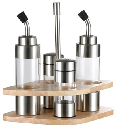 Shaker per condimenti, saliera e pepiera, set di contenitori per aceto in acciaio inox, bottiglie per olio da cucina, set dispenser per aceto, da tavolo per tavolo da cucina,