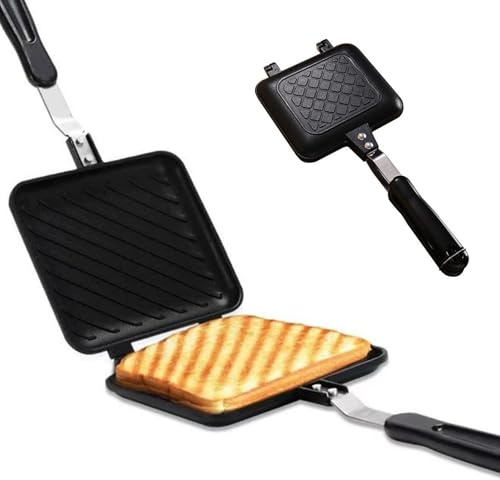 OnIUeZky 1PC Camping Toastie Maker, Double Side Toasted Sandwich Maker Non-Stick Stovetop Bread Frying Pan with Heat-Resistant Handles for Home Outdoor Camping.