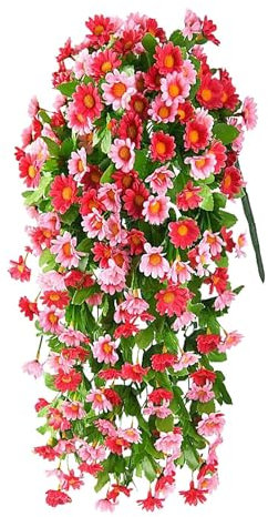 Fiori finti - Fiori artificiali per all'aperto | Decorazioni per fiori del patio, 19.69 pollici di vegetazione da seta resistente ai meteorologi, decorazioni realistiche per piante margherite rustiche