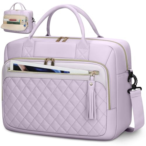 RAINSMORE Borsa Porta PC 17,3 Pollici Borsa Lavoro Donna Impermeabile Borse Computer Borse Documenti Messenger Portadocument per Università Insegnante Ufficio Grigio Viola