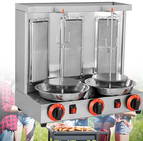 Máquina eléctrica para kebab Doner, parrilla vertical Gyro, asador para cocinas comerciales y domésticas - Ajuste de temperatura de 50 a 300 °C.,Silver