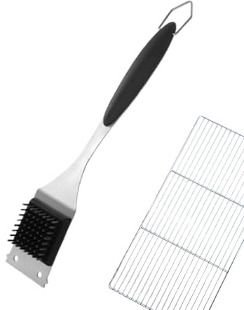 yybng Cepillo Limpiador De Parrillas - Estropajo De Acero Inoxidable para Exteriores,Mango Ergonómico Multiusos para Barbacoa Limpieza En Jardín Camping Y Picnic
