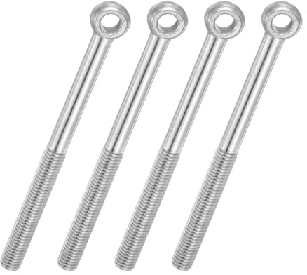 PATIKIL 4 Pcs Tornillo Ojo Giratorio Con Hombro M10x120mm Acero Inox 304 Rosca Métrica Media Dientes Ojo Pez Agujero Deslizante Perno Aparejado Sujetadores Metálicos Tornillos Plateado