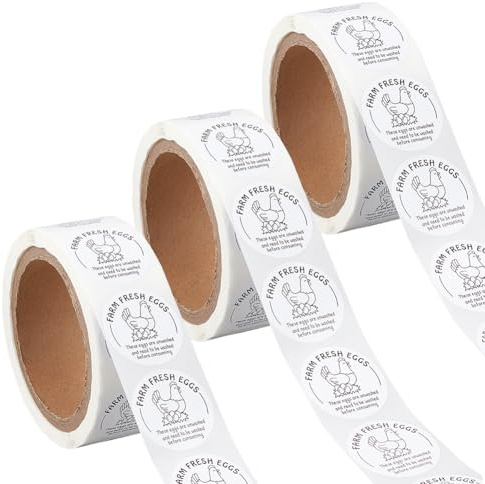 BENECREAT 1500 PCS Farm Fresh Eggs Carton Labels, 1.5 Inch/3.8cm Round Paper Self-Adhesive Packaging Stickers Egg Carton Stickers for Chicken Quail Duck