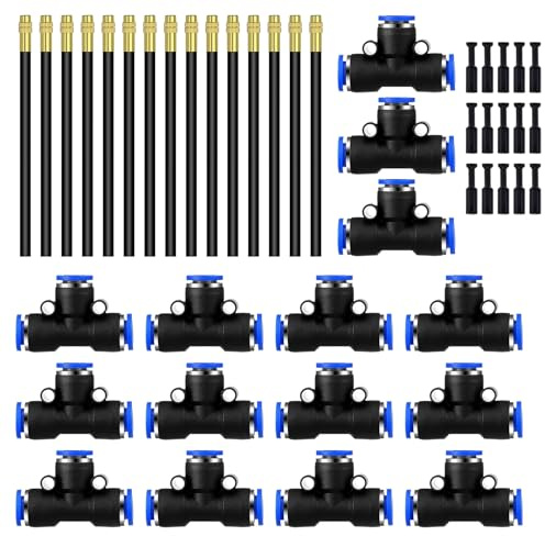 HUAZIZ 360°Curved Garden Automatic Irrigation System, Kit arrosage automatique système, Kit Arrosage Goutte à Goutte, Kit d'irrigation de brouillard, 15pièces Raccord Pneumatique+15 pièces Buse