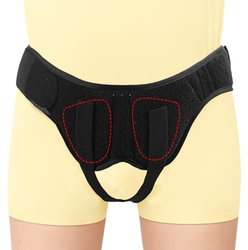 Leistenbruchgürtel für Männer und Frauen für doppelte Leistenhernie (L) | Verstellbarer Leistenbruch Slip Herren, Bruchband mit 2 abnehmbaren Kompressionspads, Schmerzlinderung