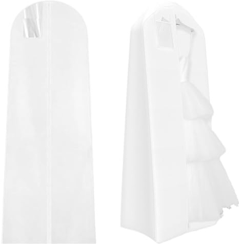 180 cm Custodia Porta Abito Da Sposa Copriabiti Antipolvere Sacchetti Per Indumenti Per Abiti Da Sposa, Vestito Da Sera, Cappotti, Traspirante, Antipolvere, Bianco