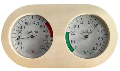 Termometro in legno - Misuratore di umidità di temperatura da 26,5 x 14 cm, display analogico chiaro, sensore di precisione portatile | Monitor esterno di facile lettura per esterni di casa terrazza