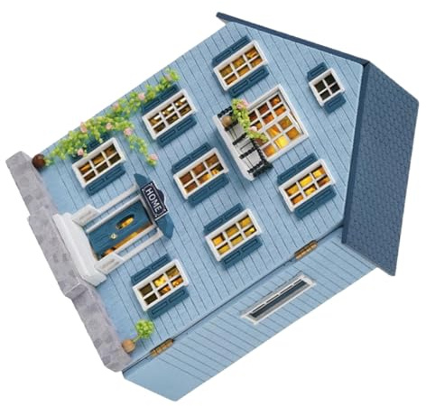 BCOATH Kit per Casa delle Bambole in Miniatura in Legno con Mobili Set Fai da Te Compatto e Portatile Decorazioni per Villaggi Natalizi e Lavoretti Creativi per e Famiglie