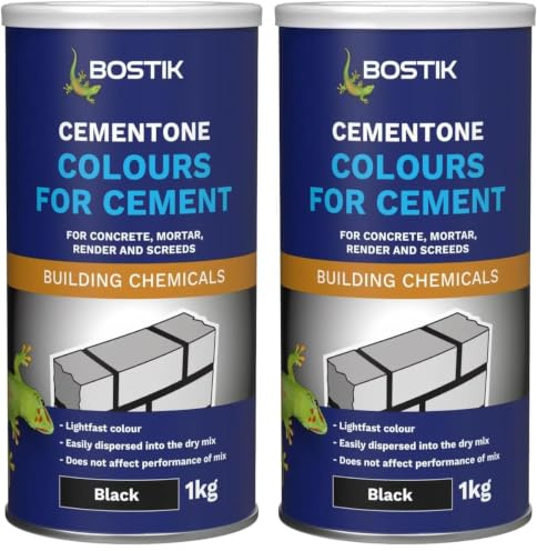 Bostik Colours for Cement, For Concrete, Mortar, Render and Screeds, Available in 5 Intermixable Colours, For Interior and Exterior Use, Colour: Black, Size: 1kg (Pack of 2)
