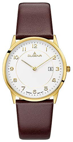 Dugena Herren-Armbanduhr 4460743 Modena XL, Quarz, Bicolor-Zifferblatt, Edelstahlgehäuse, gehärtetes Mineralglas, Lederarmband, Dornschließe, 3 bar