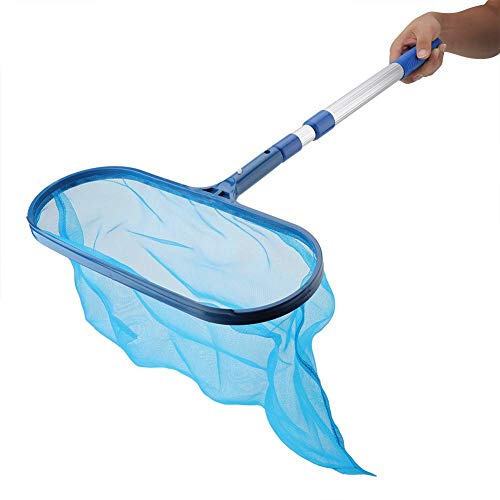 TOPINCN Espumadera de hojas para piscina, red de malla fina, bolsa de poste telescópica resistente, herramienta de limpieza para fuente de estanque profundo