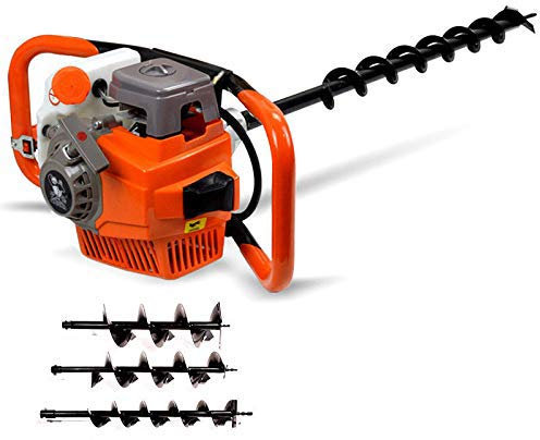 Trivella a scoppio, Trapano a Benzina da 3,2 KW, a 2 Tempi, 71 CC, con 3 Punte a Spirale da 4/6/8 Trapani foro Trapani pozzi