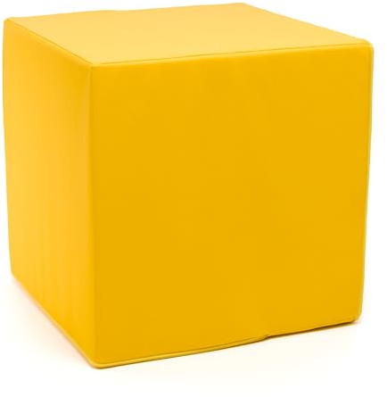 Ecopuf Cube - Sitzhocker Hocker Kunstleder Lederimitat Sitzbox Quader Würfel Pouf Ottomane Fußbank für's Wohnzimmer Wohneinrichtung 40x40x40 cm Faber Zitronengelb E18