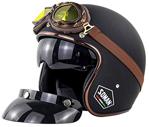 Hommes Femmes Open Face 3/4 Casque Personnalisé Vintage Rétro Moto Demi Casque Cascos De Motociclistas Casques avec Masque
