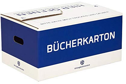 Bücherkartons Professionell - 10 Stück - 35 Liter - Entfaltet sich Automatisch - Selbstschließend - Bücherboxen - Doppelte Wellpappe - Umzugskartons