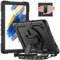 Timecity Hülle für Samsung Galaxy Tab A8 10.5 Zoll 2022 SM-X200/SM-X205/SM-X207, Stoßfeste Robust mit Displayschutzfolie Drehbar Stände, Handschlaufe, Schultergurt Schutzhülle für SM-X200,Schwarz