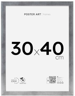 POSTER ART Bilderrahmen 30x40 cm Hängende aus MDF und Acrylglas Silber | Für Poster und Puzzles, Vertikal oder horizontal, Einfache Montage, Robustes Acrylglas, Europäische Produktion