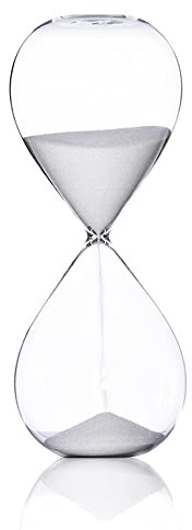 Falytemow 60 minuti Clessidra Sabbia Timer Vetro Sabbia Timer Uovo Clessidra per Cucina Bambino Lavarsi Denti Scuola Insegnamento Bianco
