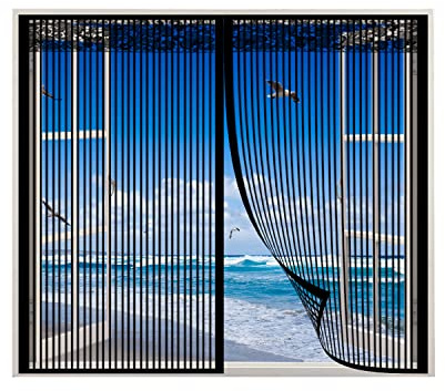 Mosquito Magnetic Window Screen,Magnetic Fly Screen for Window Mesh,Magnetic Window Fly Screen Net,Keep Bugs Out,Lets Fresh Air in,Easy to Install Without Drilling,Close Automatically-60×90cm