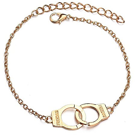 Handschellen Fußkettchen Armband für Frauen Minimalistische Freiheit Handschelle Strand Fußkette Barfuß Sandalen Schmuck für Mädchen Teenager (Gold)