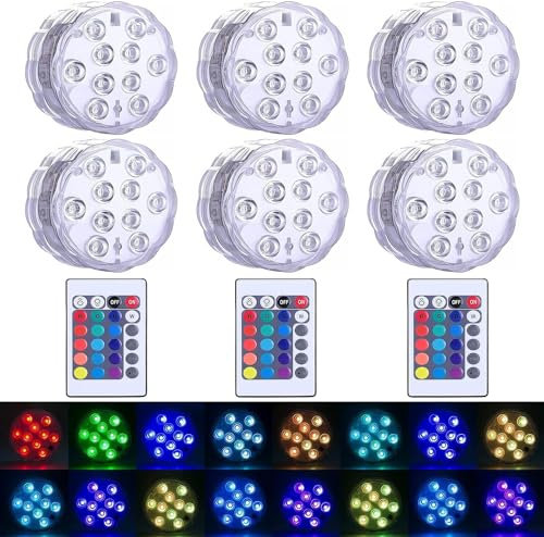 Submersible Pool Light LED Waterproof: 1 Pack Underwater Pond Lighting LED Colour Changing RGB Multi Light IP68 with Remote Control AAA Batteries for Bath Tub Vase Spa Fountain Party Decor-White