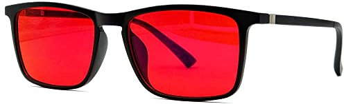 UVtech SLEEP-3R 100% Blaulichtfilter und Grünlichtfilter rote Brille Computerbrille PC Gaming Bluelight Filter Uv Blue Light Blocking Glasses Anti Damen Herren (Rot)