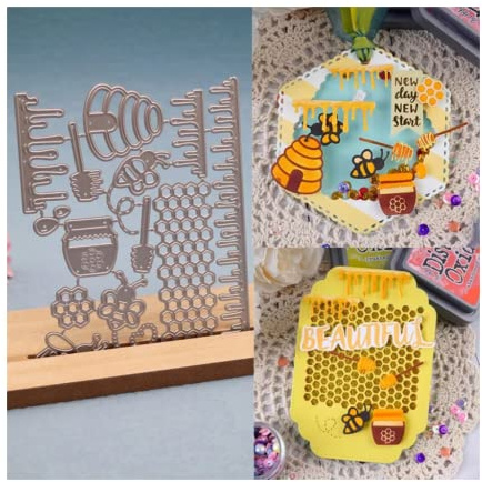 Sredwtk Bienen und Honig Set Stanzschablonen Tiere Cutting Dies Prägeschablonen Stanzformen Schablonen Für Scrapbooking, Fotopapier 3D Karten Handwerk Prägen DIY Herstellung Geschenk