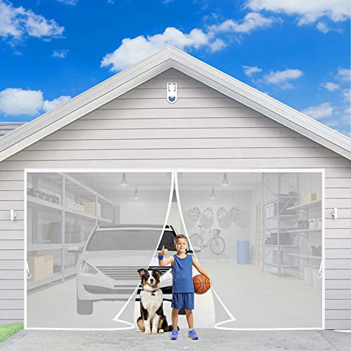 Mosquitera Magnética Para Puertas, 205 x 270 cm Cortina Mosquiteras Magnética de Malla Anti-insectos con,Sellado Automático,Fácil de Ensamblar Blanco