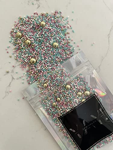 Edible Aqua Berry Sprinkles Mix 45g | Metallic Sugar Pearls & Balls | Cake Cupcake & Cookie Decorations | Baby Shower Wedding Birthday Baking Toppings