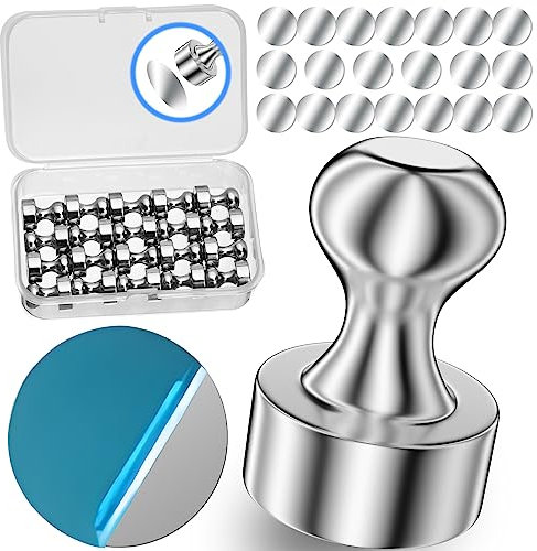 OFCIIN Neodym Magnete Extra Stark, 20 Stück Magneten mit 20 Stück Metallplättchen, 12 X 16mm Magnete Stark Kleine für Magnettafel Kühlschrankmagnete, Pinnwand magnetisch,Whiteboard, Notenmagnete