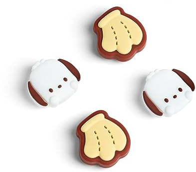 WISHAVEN Cute Pocket Monsters Joycon Thumb Grip Caps Compatible with Nintendo Switch, Soft Silicone Joystick Cover for Nintendo Switch/OLED/Lite Controller, 4PCS (Banana & Pacha Dog)