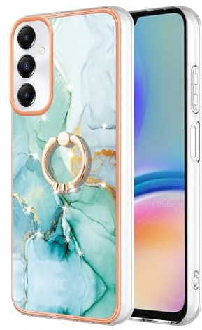Reevermap Samsung Galaxy A05S Case with Ring Holder, Shockproof Silicone Marble Phone Cover Finger Kickstand Soft Metallic Anti Scratch TPU Rubber Bumper for Samsung Galaxy A05S, Green