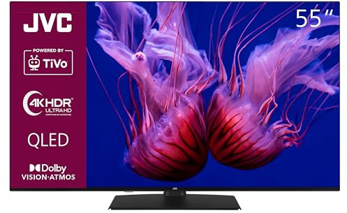 JVC QLED Fernseher 55 Zoll Smart TV powered by TiVo (4K UHD, HDR Dolby Vision, Dolby Atmos, Triple Tuner, 6 Monate HD+ inkl.) LT-55VUQ3455