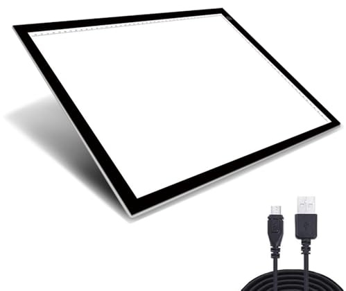 A3 Leuchttablett mit Touch-Dimmer, 3 Helligkeitsstufen, LED, Leuchttisch zum Zeichnen mit USB-Kabel für Tätowierung, Zeichnung, Skizzen (A3 mit Skala)