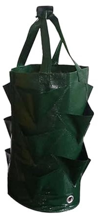 Baoblaze Erdbeer Anzuchtbeutel, Erdbeer Pflanzsack zum Aufhängen, Pflanzen Wachstum Taschen, Hängend Pflanzbeutel mit Griffe für Garten Balkon Erdbeeren Knoblauch Zwiebeln Kräuter Blumen Gemüse, Grün