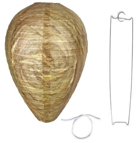 ulafbwur Gefälschtes Wespennest zum Aufhängen, Wespenfalle, Wespennest, Lockvogel zum Aufhängen, Bienenabschreckung, Papierlaterne, 2228 cm, umweltfreundlicher Edelstahl für Haus und Garten Hellg