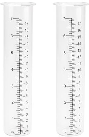 WANDIC 2 Stück 20 cm Regenmesser, großes Glas-Messgerät, Ersatz-Regenmesser, Outdoor-Regenmesser mit Skalen für Haus, Garten, Bauernhof, 2 Stück