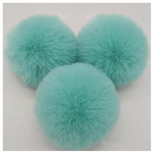 BrightGlow Kunstfell Pompon 8cm Weiche Pompons zum Basteln Groß Pom Pom Bälle Fellbommel Kunstfell-Pom-Poms DIY Pom Pom Bälle Kaninchenfell Bommel für Mützen Beanies Tasche Hellgrün 10 Stück