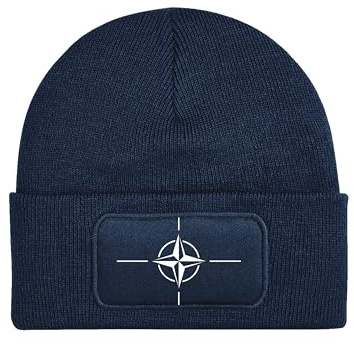 NIMAMA Mütze Beanie NATO Kompass Logo Wintermütze Statement Spruch Print Geschenk Unisex Strickmütze für Herren & Damen