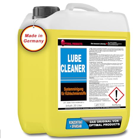 Optimal Products Systemreiniger 20 L I Lube Reiniger für Kühlschmierstoff I Gegen Verunreinigungen & Schimmel an Werkzeugmaschinen, mit Korrosionsschutz