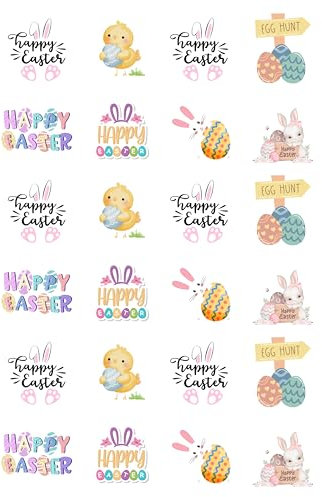 Top it Toppers Happy Easter Edible Precut Cupcake Toppers 24 Pcs Fairy Cake Decorations Premium Wafer Card