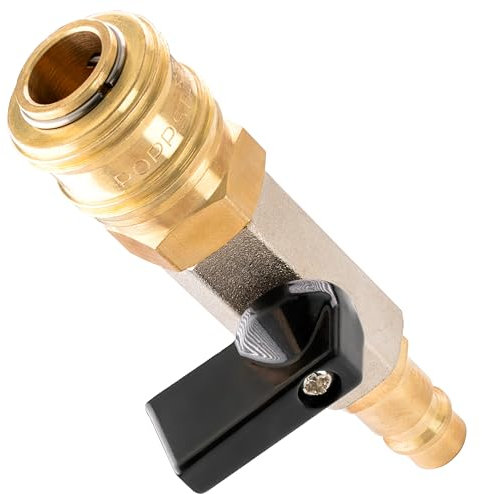 Poppstar Robinet d'Arrêt d'Air Comprimé, Raccord Rapide d'Air Comprimé 1/4 pouce, Valve de Gonflage d'Air, avec Embout 7,2 DN
