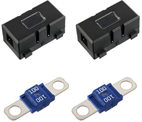 Okeeyseda 2 X ANS-H Kfz-Sicherungshalter und 2 X Hochstrom-Anschraub-Midi-Sicherungen 100A Amp Kfz-Flachsicherungen Midi-Sicherungshalter für Pkw, Fahrzeuge 100A