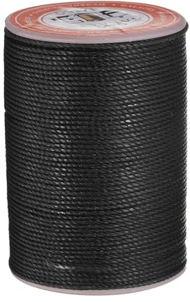 QUARKZMAN Gewachst Nähgarn für Nähmaschine 0,8mm x 55m, Runder Wachsfaden, Sattlergarn, Polyester Garn für Leder Nähen, Buchbinden, Reparatur, geflochtene Armbänder, Schwarz