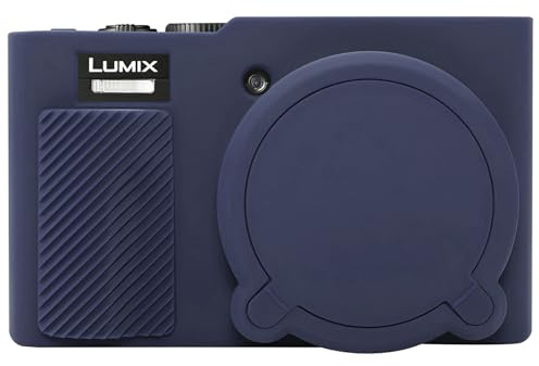 Elonbo Case for Panasonic LUMIX TZ99/ZS99 Point and Shoot Camera, Dark Blue | LUMIX TZ99/ZS99 Digital Camera Soft Silicone Case, Anti-Scratch Rubber Protective Case with Detachable Lens Cover
