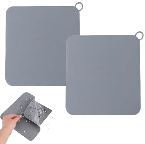 2 Stück Bodenablauf Abdeckung, Anti-Geruch-Duschabdeckung, Silikon Duschablaufabdeckung, Bodenablaufmatte Quadrat, Geruchsverschluss Bodenablauf, Abflussdichtung für Badezimmer, Toilette, Küche